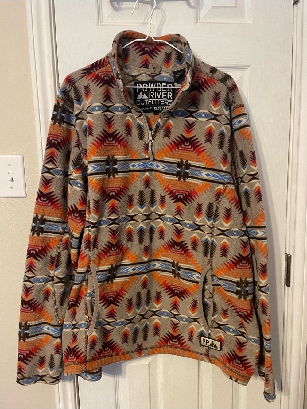 Powder River Outfitters Men's Aztec Quarter-Zip Fleece Jacket - Beige Multi